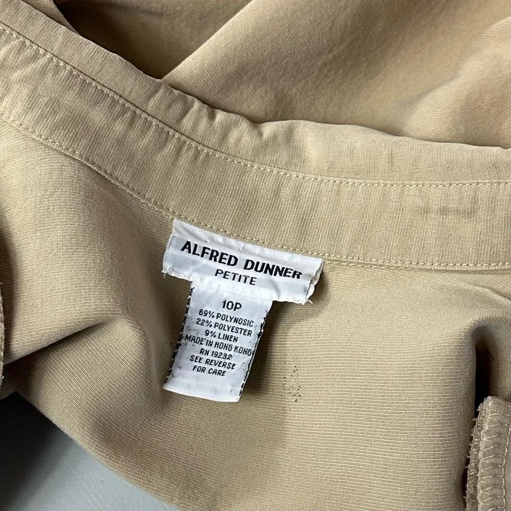 Vintage Alfred Dunner Linen Blend Embroidered Floral Beaded Button Down Size 10P